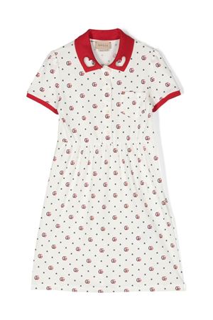 Abito stile polo in cotone bianco GUCCI KIDS | 717991XJE3F9275